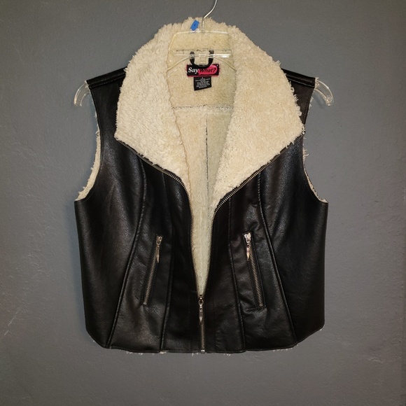 Brand New "Say What? "Faux Leather Vest - Picture 1 of 3
